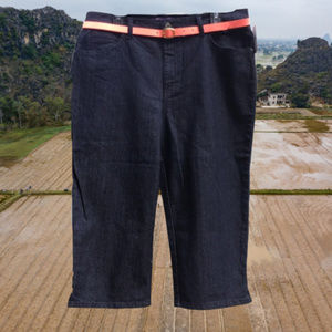 Denim Jean Cropped Capri Dark Wash High Rise NWT